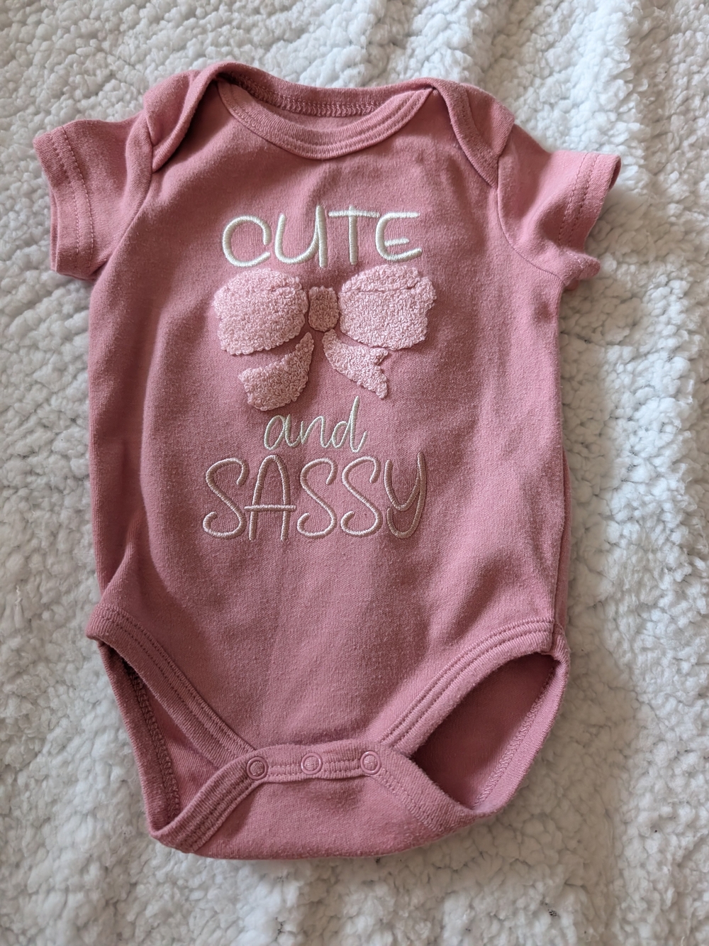 Pink 'Cute and Sassy' Baby One-Piece Bodysuit
